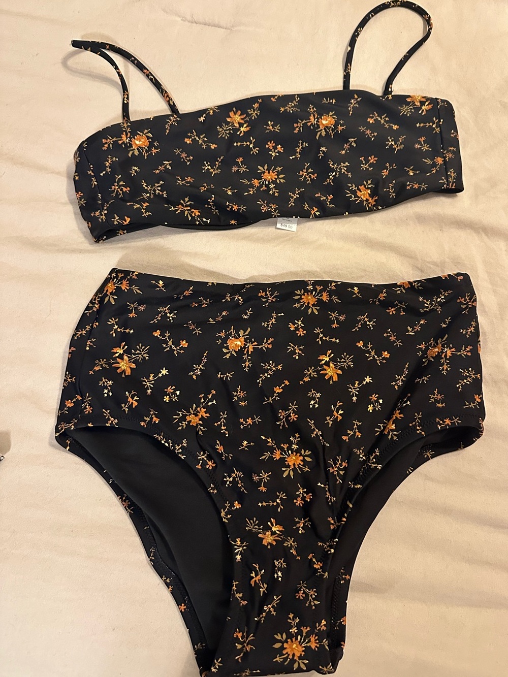 Madewell Black Floral High-Waist Bikini Set Women’s S NWT